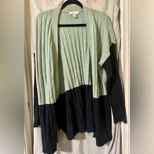 CJ Banks Colorblock Open Front Cardigan